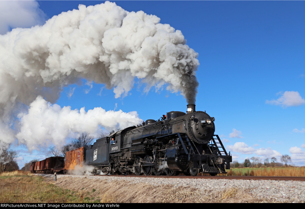 Blue skies and steam